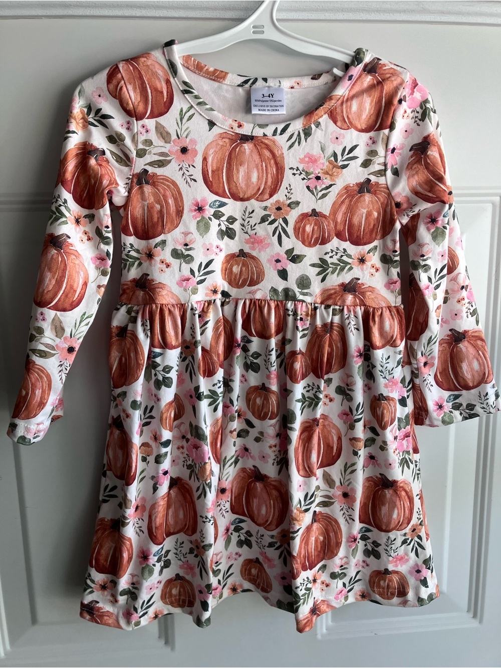 Fall floral pumpkin dress 3T 4T